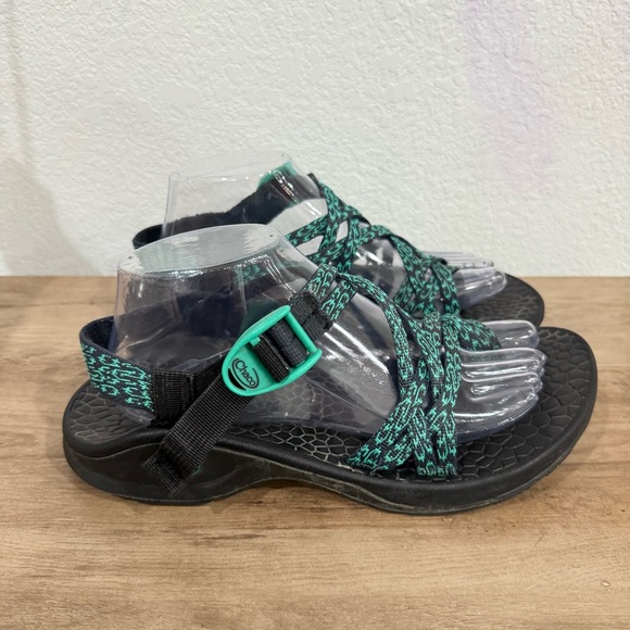 Chaco Eco Tread X2 Women’s Sandals Hiking Walking Size 9 Black Teal Green - Picture 1 of 8